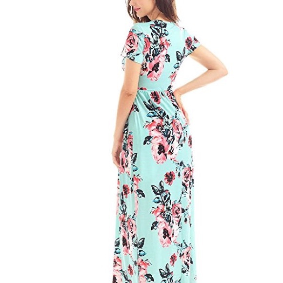 Floral Maxi Dress - Medium - Mint Green Floral - Picture 6 of 6